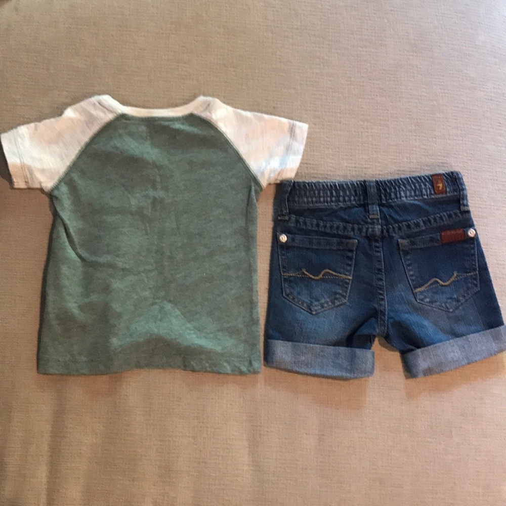 7 For All Mankind Jean shorts and Shirt Set - Picture 2 of 3